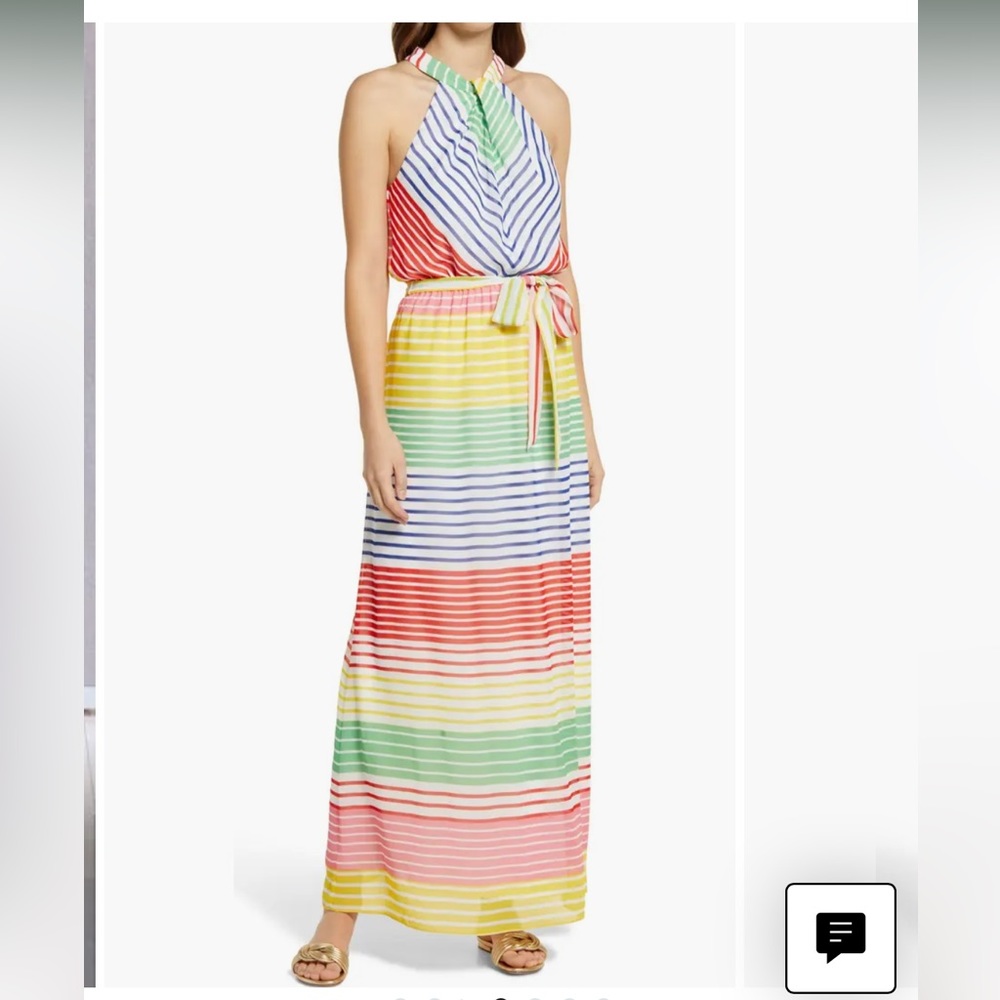 Julia Jordan Stripe Halter Neck Maxi Dress size 2